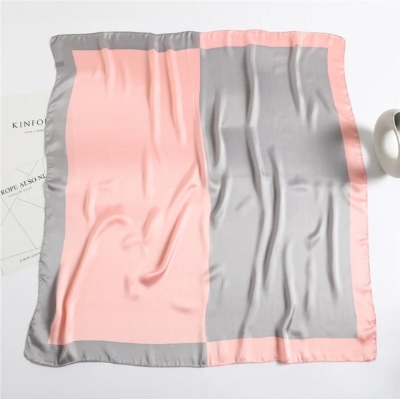 Miss Ruby - Gray & Pink Square Scarf - Picture 2 of 2